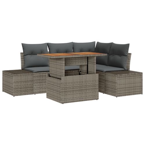 Vidaxl Set De Salle À Manger De Jardin 5 Pièces Avec Coussins Gris Poly Rattan Acacia