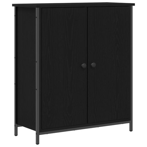 Vidaxl Buffet Chêne Noir 70x30x80 Cm Bois D'ingénierie Et Acier