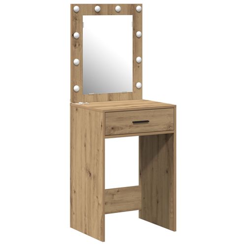 Vidaxl Table De Maquillage Avec Lumières Led Chêne Artisanal 50x41x135 Cm