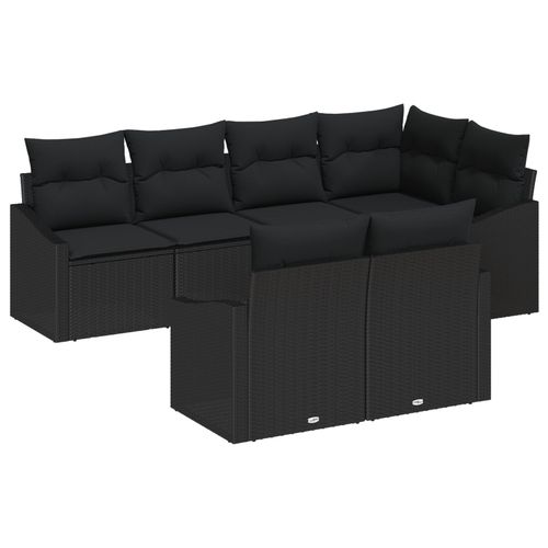 Vidaxl Ensemble De 7 Canapés De Jardin Noir En Poly Rotin Avec Coussins