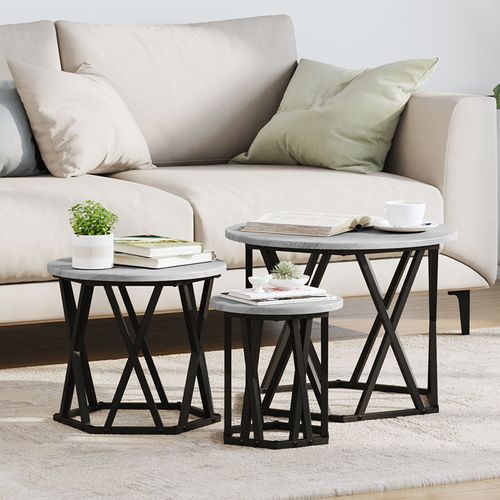 Vidaxl Tables Gigognes 3 Pcs Bois D'ingénierie Gris Sonoma