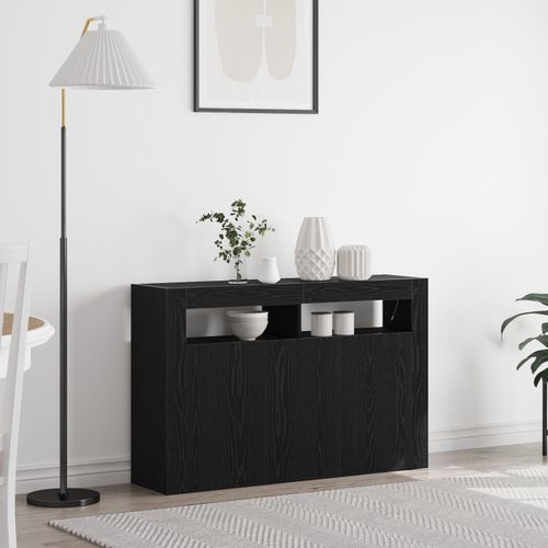 Vidaxl Buffet Chêne Noir Bois Aggloméré 116 X 30 X 75 Cm Buffet Moderne
