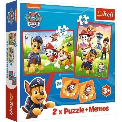 Puzzle Enfant Trefl - Paw Patrol, L'équipe Des Chiens En Action - 30 Et 48 Pièces - Jeu De Mémo