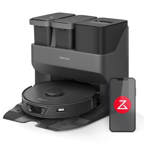 Roborock S7 Max Ultra Robot Aspirateur Laveur avec Station 5500Pa, Lavage/Séchage/Remplissage Automatique avec Évitement Actif d'obstacles/Commande Vocale/APP -Noir