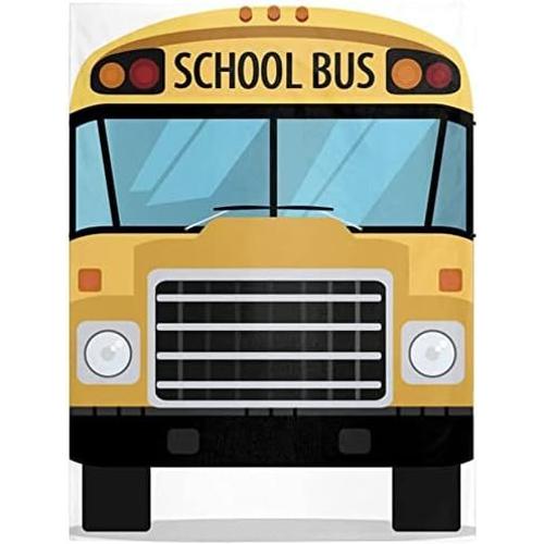 D School Bus Print Baby Flanelle Polaire Pour Bébé, Tout-Petit, Garçons Et Filles, Couverture Décorative En Mi 60x80 Pouces