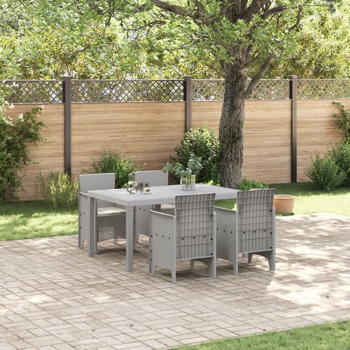 Vidaxl Set De Salle À Manger De Jardin 5 Pièces Avec Coussins En Rotin Gris Clair