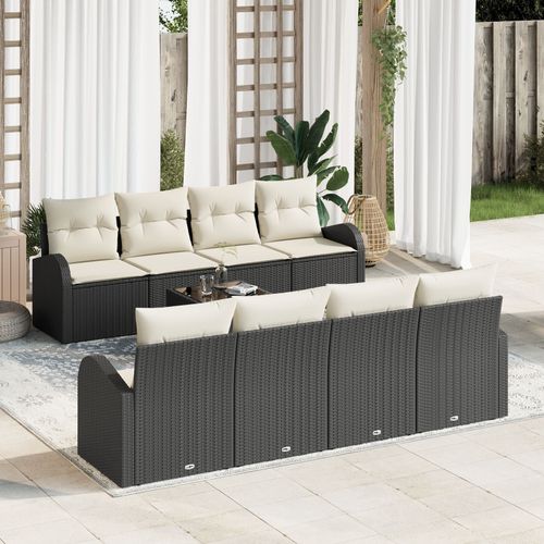 Vidaxl Ensemble De 9 Pièces De Canapés De Jardin Avec Coussins Noir Poly Rotin