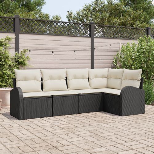 Vidaxl Ensemble De 5 Canapés De Jardin Avec Coussins Rotin Synthétique Noir