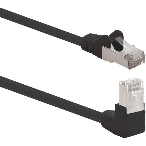 Câble réseau Cat.6 coudé à 90° Cat6 (SFTP PIMF) 1000 Mbit/s RJ45 compatible avec Cat5, Cat5e, Cat6, Cat6a, Cat7, Cat7a, Cat8 1 m 1 pièce noire.