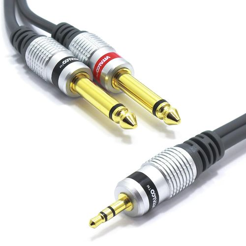 Câble Jack 3,5mm vers 2x 6,35mm Mono 5m Audio Mini 3.5 Stereo TRS Connecteur vers Double 6.35 TS