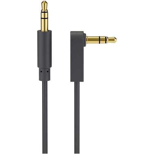 Câble de Connexion Audio AUX, 3.5 mm Stéréo, 3 Pôles, Slim, CU, Coudé, 1 m Longueur de Câble, 1,5 m