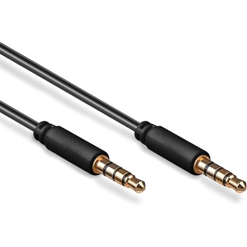 Câble de Connexion Audio AUX, 3.5 mm Stéréo, 4 Pôles, Slim, CU, 2 m Longueur de Câble