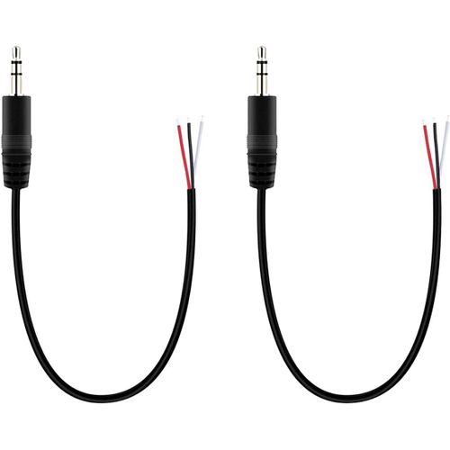 2 pièces fiche mâle 3.5 mm à Fil Nu, 30 cm TRS 3 pôles Stéréo 1/8"" connecteur Jack pour réparation de câble Audio
