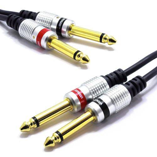 Câble Double Jack 6.35mm Mono 1.5m 2x Jack 6.35 vers 2x Mâle Jack 6.3 TS Câble Audio Stéréo