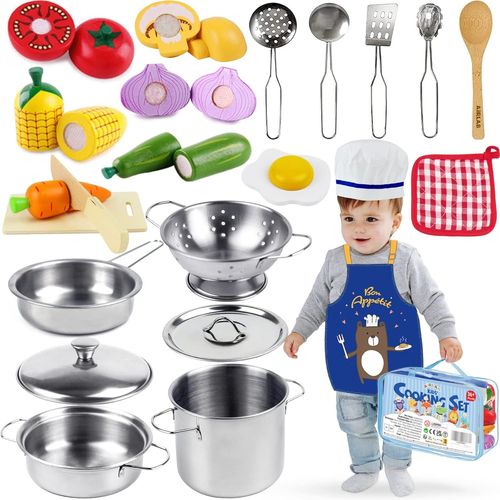 Checarzhn--No1 Jouet Bois Fruit Légume Découper,Enfant Dinette Nourriture Accessoire Ustensile Cuisine,Jeu Chef Marchand Tablier,Cadeau Anniversaire Pâques Halloween Noël Éducatif Montessori Garçon F