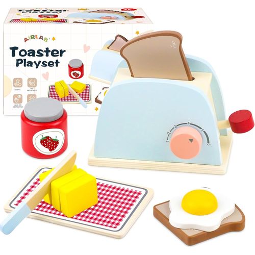 Checarzhn--No1 Grille-Pain En Bois Bébé,Jouet Jeux De Rôle Éducatif Éveil Montessori,Boulangerie Nourriture Accessoire Dinettes Cuisine,Cadeau Créatif Anniversaire Pâques Halloween Noël Garçon Fille