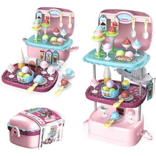 Checarzhn--No1 Jouet De Crème Glacée Marchande Enfants,72 Pièces Jouet Glacier Ensemble,Aliment Dinette Enfant,Jeux D'imitation,Jeux De Rôles,Cadeau Pour Garçons Filles 3 4 5 Ans