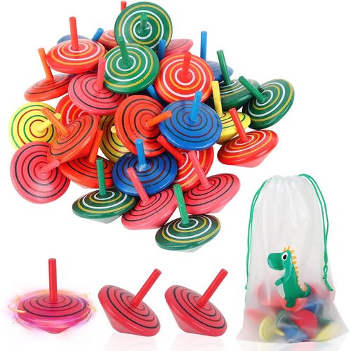 Checarzhn--No1 Toupies En Bois Pour Enfants,Sterneer 30 Pièces,Toupie En Bois,Mini Gyroscope,Toupie Enfants