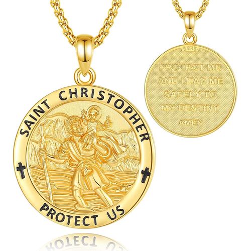 Checarzhn--No1 St. Christophe/St. Michel/St. Benoît/Saint Jude//Médaille Vierge Marie Croix Jésus 7 Sceaux D'archange Pendentif En Argent Sterling 925 Pour Hommes Femmes Amulettes Religieuses