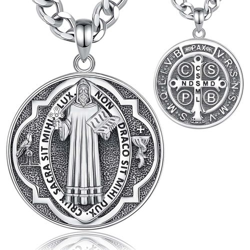 Checarzhn--No1 St. Christophe/St. Michel/St. Benoît/Saint Jude//Médaille Vierge Marie Croix Jésus 7 Sceaux D'archange Pendentif En Argent Sterling 925 Pour Hommes Femmes Amulettes Religieuses