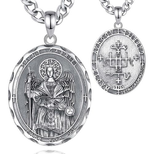 Checarzhn--No1 St. Christophe/St. Michel/St. Benoît/Saint Jude//Médaille Vierge Marie Croix Jésus 7 Sceaux D'archange Pendentif En Argent Sterling 925 Pour Hommes Femmes Amulettes Religieuses