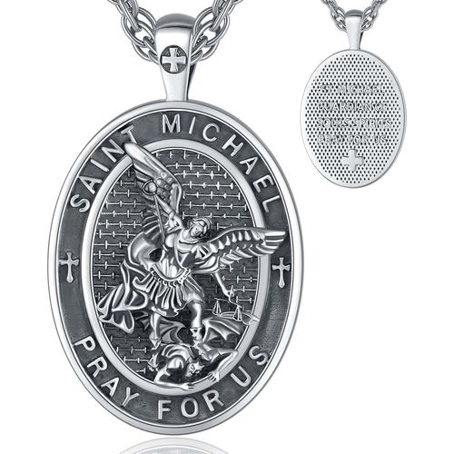 Checarzhn--No1 St. Christophe/St. Michel/St. Benoît/Saint Jude//Médaille Vierge Marie Croix Jésus 7 Sceaux D'archange Pendentif En Argent Sterling 925 Pour Hommes Femmes Amulettes Religieuses