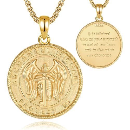 Checarzhn--No1 St. Christophe/St. Michel/St. Benoît/Saint Jude//Médaille Vierge Marie Croix Jésus 7 Sceaux D'archange Pendentif En Argent Sterling 925 Pour Hommes Femmes Amulettes Religieuses