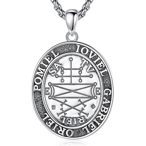 Checarzhn--No1 St. Christophe/St. Michel/St. Benoît/Saint Jude//Médaille Vierge Marie Croix Jésus 7 Sceaux D'archange Pendentif En Argent Sterling 925 Pour Hommes Femmes Amulettes Religieuses