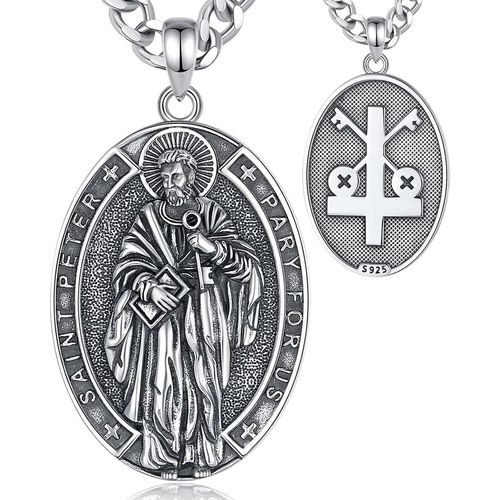 Checarzhn--No1 St. Christophe/St. Michel/St. Benoît/Saint Jude//Médaille Vierge Marie Croix Jésus 7 Sceaux D'archange Pendentif En Argent Sterling 925 Pour Hommes Femmes Amulettes Religieuses