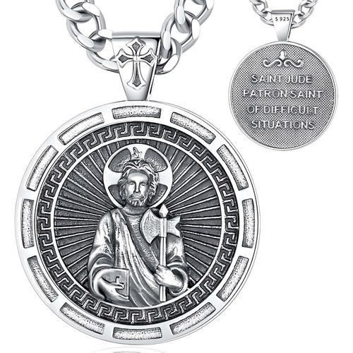 Checarzhn--No1 St. Christophe/St. Michel/St. Benoît/Saint Jude//Médaille Vierge Marie Croix Jésus 7 Sceaux D'archange Pendentif En Argent Sterling 925 Pour Hommes Femmes Amulettes Religieuses
