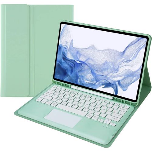 Lbgwp60 Étui Clavier Tablette Pour Samsung Galaxy Tab S8 Plus 2022/S7 Fe 2021 /S7 Plus 12.4,Clavier Bluetooth Sans Fil Pour Samsung Galaxy Tab S7+/S8+ Clavier Avec Étui & Touchpad (Vert)
