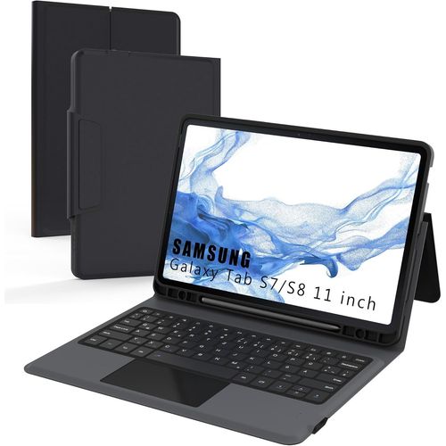 Lbgwp60 Étui De Protection Pour Samsung Galaxy Tab S8 2022/S7 2020 11"-Avec Clavier-Avec Porte-Stylo-Disposition Qwertz Allemande Avec Pavé Tactile (Noir)
