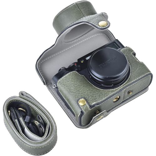 Étui pour Appareil Photo X100V - Étui en Cuir rétro pour Appareil Photo numérique Fujifilm X100V - Étui de Protection avec Sangle et étui de Protection - Vert