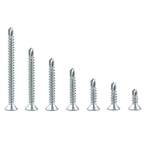 Lot de 270 vis autotaraudeuses assortiment,vis a bois M4.2 en acier galvanisé à tête plate - Jeu,vis autoforeuse pour metal,boite vis pour placo (13/16/19/25/32/38/50mm)