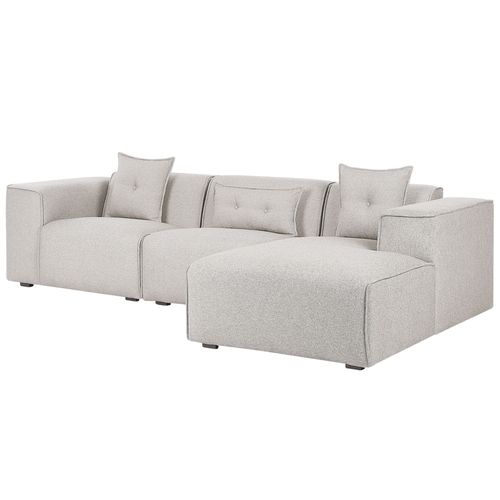 Canapé Angle À Gauche En Tissu Beige Clair 3 Places Dolva