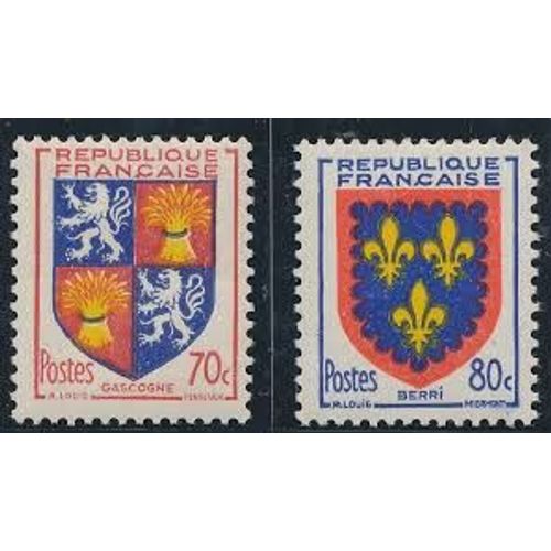 Armoiries De Provinces (6) Gascogne Et Berri La Paire Année 1953 N° 958 959 Yvert Et Tellier Luxe