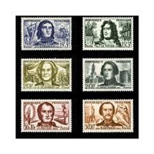 Célébrités : De Villardouin, André Le Nôtre, Jean D'Alembert, David D'Angers, Xavier Bichat, Bartholdi Série Complète Année 1959 N° 1207 1208 1209 1210 1211 1212 Yvert Et Tellier Luxe