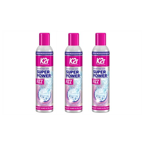 K2r Lot de 3 Aérosols 300mL Super Power Fizz ¿ Détachant avant-lavage ¿ décolle les taches