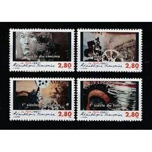 1er Siècle Du Cinéma : Têtes D'Acteurs, Bobines, Projecteur Série Complète Année 1995 N° 2919 2920 2921 2922 Yvert Et Tellier Luxe