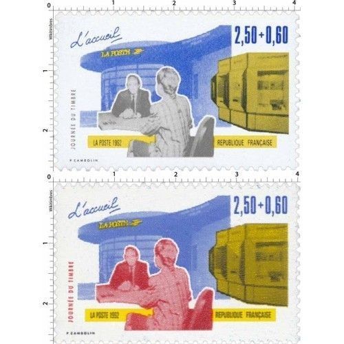 Journée Du Timbre : Les Métiers De La Poste : Accueil Des Usagers La Paire Année 1992 N° 2743 2744 Yvert Et Tellier Luxe