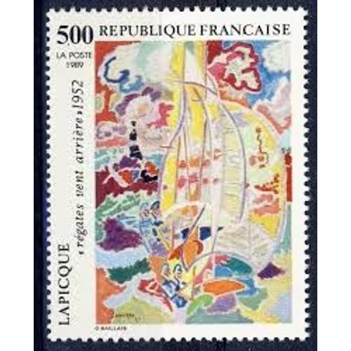 Art : "Régate Vent Arrière" Oeuvre De Charles Lapicque Année 1989 N° 2606 Yvert Et Tellier Luxe