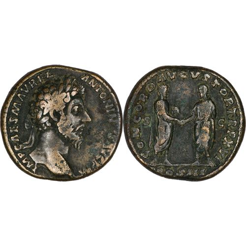 Rome - Sesterce - Marc Aurele - 162 Ad - Marc Aurèle Serrant La Main À Lucius Verus - 24.82 G. - Ric.826 - 25-207