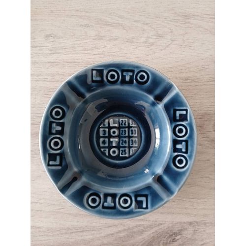 Cendrier Ou Vide Poche Publicitaire Loto En Céramique De Gien De Couleur Bleue