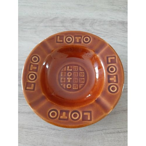 Cendrier Ou Vide Poche Publicitaire Loto En Céramique De Gien De Couleur Marron