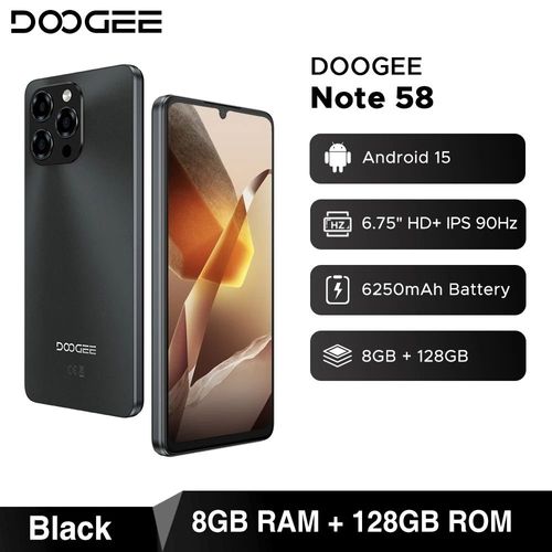 DOOGEE Note 58 Android 15 8/128 Go Dual SIM Noir