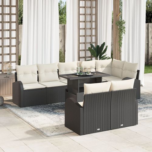 Vidaxl Ensemble De 9 Pièces De Canapés De Jardin Avec Coussins Noir Poly Rattan