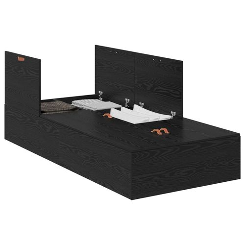 Vidaxl Cadre De Lit Avec Rangement Chêne Noir 75x190 Cm Bois D'ingénierie