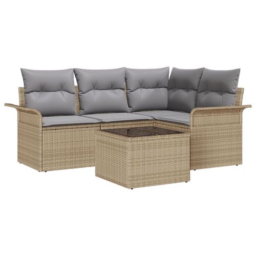 Vidaxl Ensemble De 5 Pièces De Canapés De Jardin Avec Coussins En Rotin Poly Noir