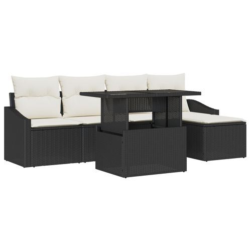 Vidaxl Ensemble De 6 Canapés De Jardin Avec Coussins En Poly Rattan Noir