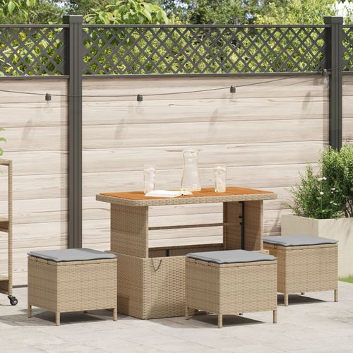 Vidaxl Ensemble Salle À Manger Jardin 4 Pièces Avec Coussins Beige Poly Rotin Acacia